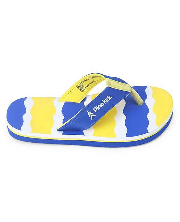 Pine Kids Slip On Flip Flops with Print -  Blue & Yellow