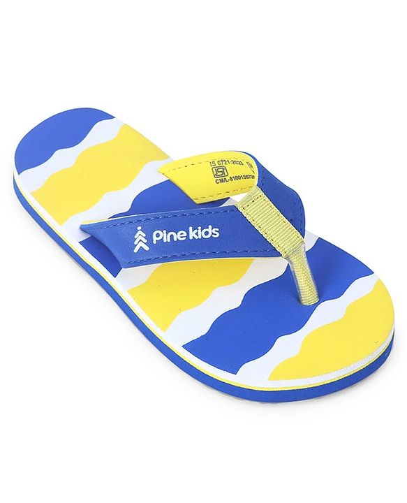 Pine Kids Slip On Flip Flops with Print -  Blue & Yellow