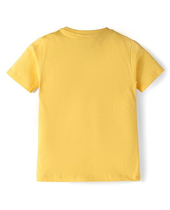 Babyhug Cotton Knit Half Sleeves T-Shirts With Fries & Burger Print Pack of 3 - Navy Blue Blue & Yellow