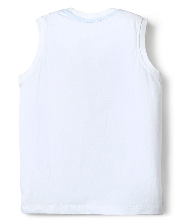 Babyhug Cotton Knit Sleeveless Tank T-Shirts with Beach Theme Print & Stripes Pack of 3 - Yellow White & Red