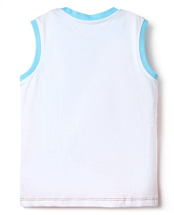 Babyhug Cotton Knit Sleeveless Tank T-Shirts with Beach Theme Print & Stripes Pack of 3 - Yellow White & Red