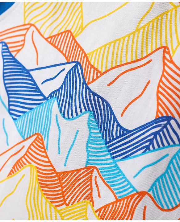 Babyhug Cotton Knit Sleeveless Tank T-Shirts with Mountain Print & Stripes Pack of 3 - Blue