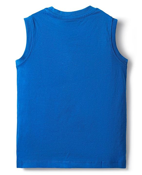 Babyhug Cotton Knit Sleeveless Tank T-Shirts with Mountain Print & Stripes Pack of 3 - Blue