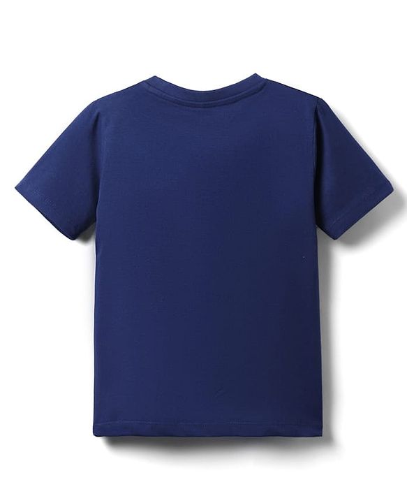 Babyhug Cotton Knit Half Sleeves T-Shirt with Text Print - Navy Blue