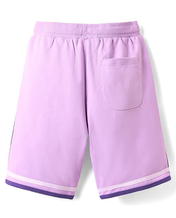 Pine Kids Marvel Terry Knit Knee Length Cut & Sew Shorts With Avengers Black Panther Graphics & Badge Detailing - Plum