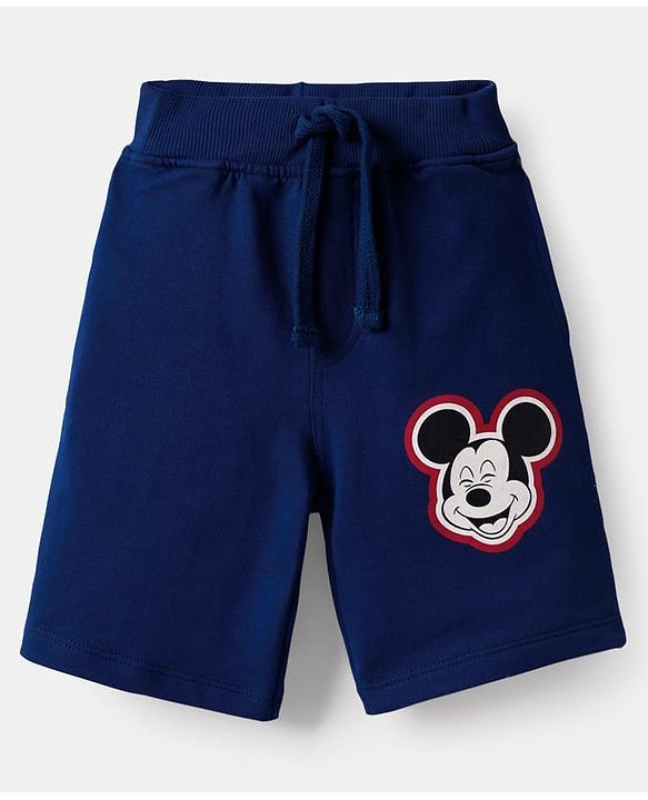 Babyhug Disney Single Jersey Knit Half Sleeve Polo T-Shirt & Shorts Set With Mickey Mouse And Family Graphics - Navy Blue