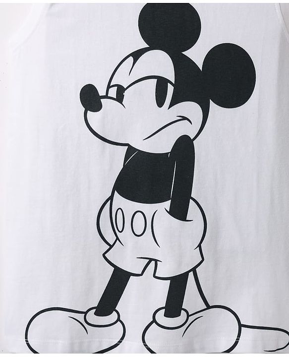 Pine Kids Disney Single Jersey Knit Half Sleeves Checkered Shirt & Sleeveless T-Shirt With Front & Back Mickey Mouse - Blue & White
