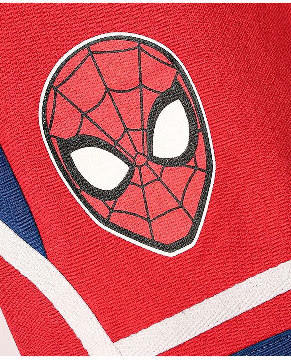 Pine Kids Marvel Terry Knit Knee Length Shorts With Spider Man Graphics - Red