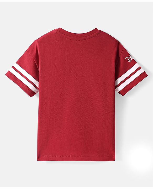Babyhug Disney Single Jersey Knit Half Sleeves T-Shirt with Goofy Graphics - Red