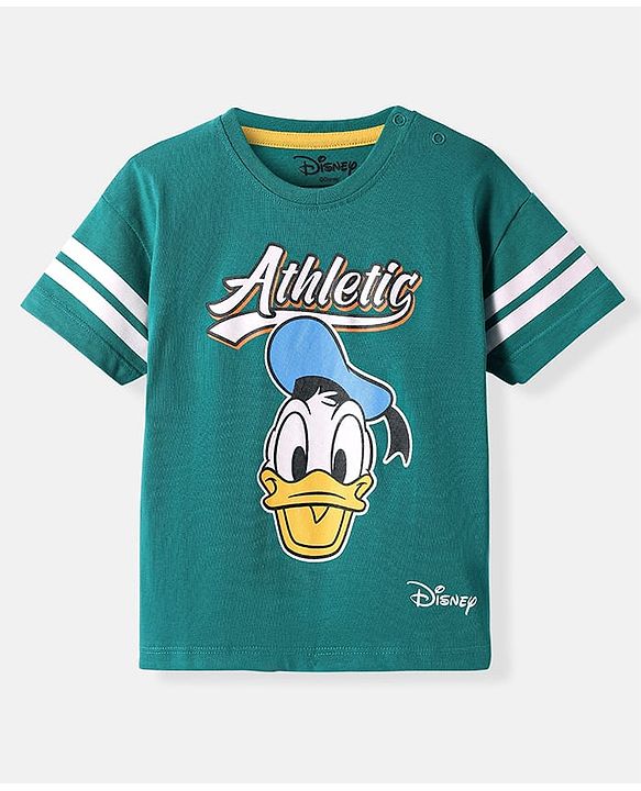 Babyhug Disney Single Jersey Knit Half Sleeves T-Shirt with Donald Duck Graphics - Green