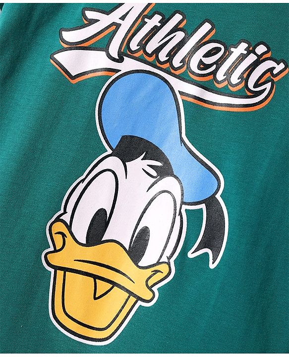 Babyhug Disney Single Jersey Knit Half Sleeves T-Shirt with Donald Duck Graphics - Green