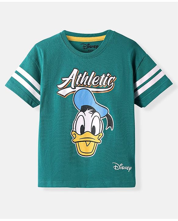 Babyhug Disney Single Jersey Knit Half Sleeves T-Shirt with Donald Duck Graphics - Green