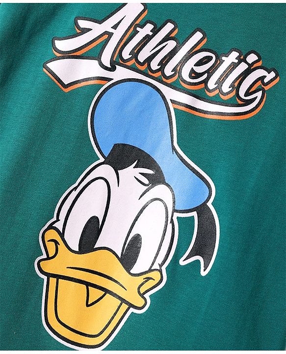 Babyhug Disney Single Jersey Knit Half Sleeves T-Shirt with Donald Duck Graphics - Green