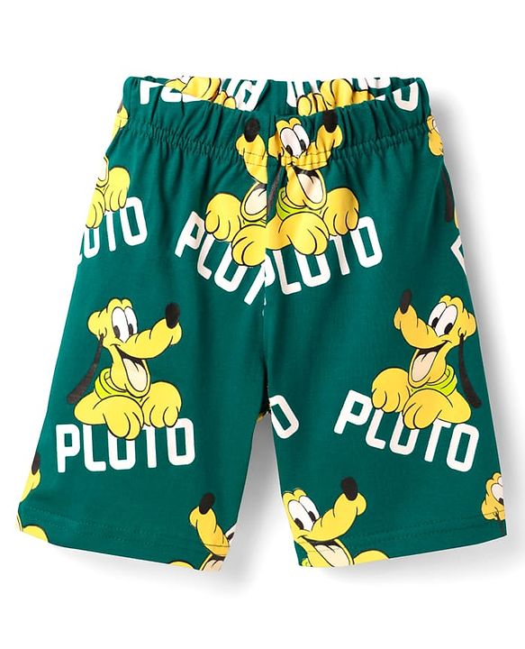 Babyhug Disney Single Jersey Knit Half Sleeve Short Night Suit With Pluto Graphic - Dark Green