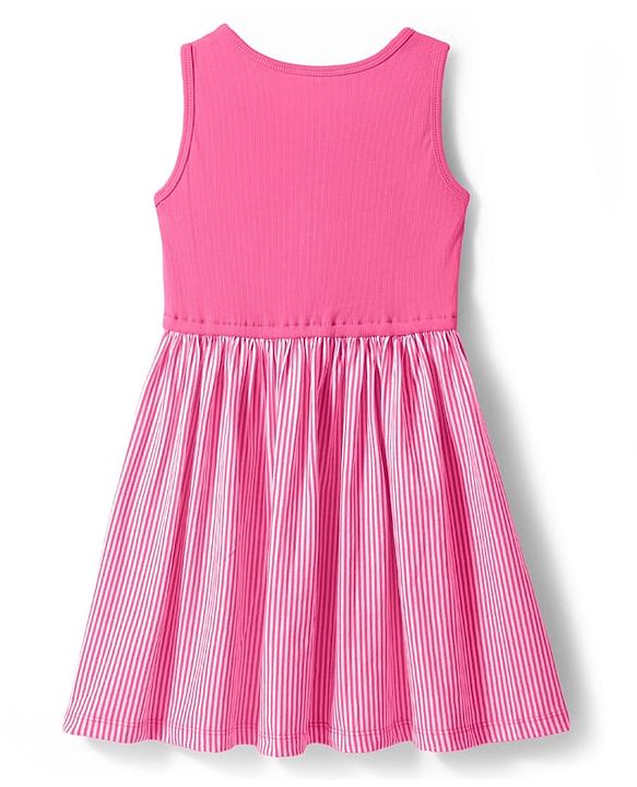 Pine Kids Cotton Knit Sleeveless Solid Color Frock  - Dark Pink
