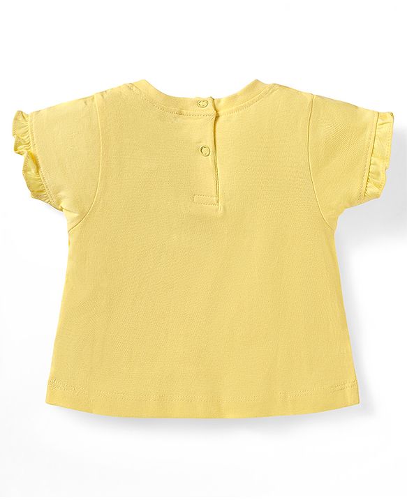 Babyhug Cotton Half Sleeves Capri Night Suit Kitty & Dot Print- Yellow & Pink