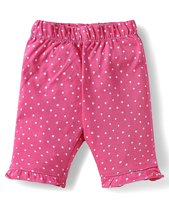 Babyhug Cotton Half Sleeves Capri Night Suit Kitty & Dot Print- Yellow & Pink