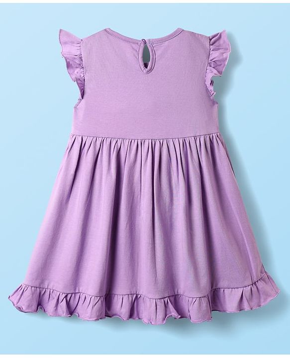 Babyhug Cotton Woven Frill Sleeves Polka Dots Printed Frocks with Bloomer Headbands & Bow Applique Print Pack of 2 - White & Lilac