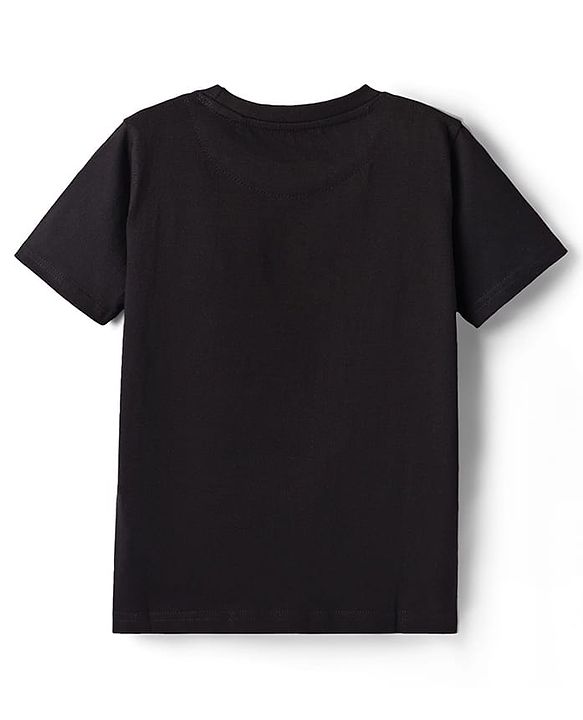 Pine Kids Marvel Single Jersey Knit Oversized Half Sleeves Drop Shoulder T-Shirt With Avengers Black Panther Graphics And Badge Detailing - Black