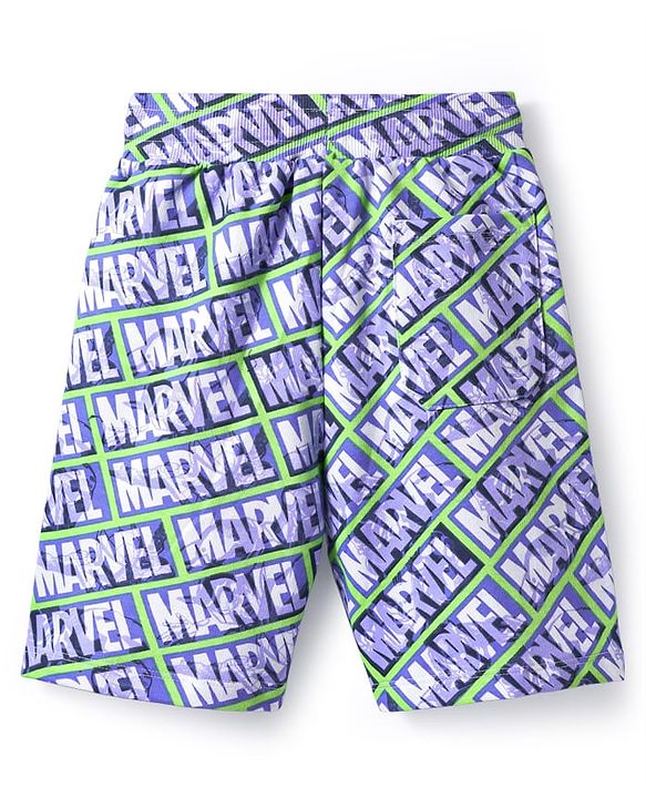 Pine Kids Marvel  Single Jersey Knit Half Sleeves Co-Ord  Oversized Drop Shoulder And Shorts Night Suit With Avengers Print - Blue