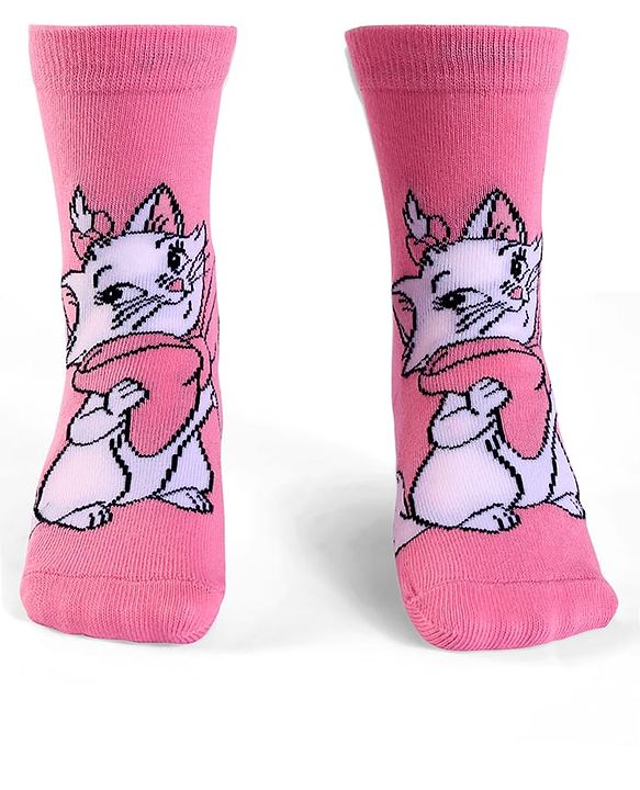 Cute Walk by Babyhug Knit Antibacterial Socks With Aristocats Marie Graphics Pack Of 3 - Pink