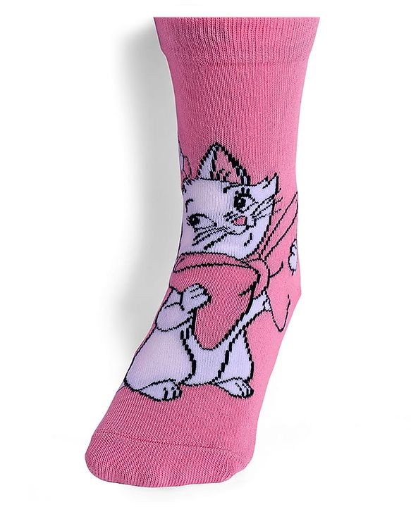 Cute Walk by Babyhug Knit Antibacterial Socks With Aristocats Marie Graphics Pack Of 3 - Pink