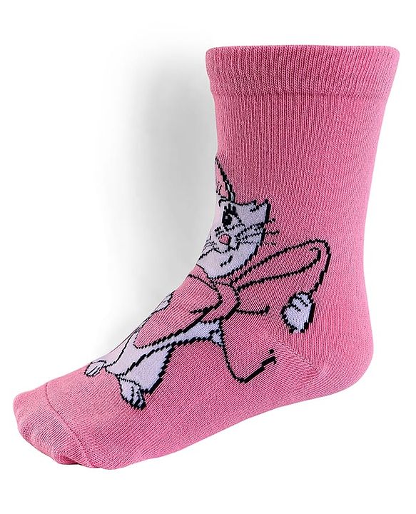 Cute Walk by Babyhug Knit Antibacterial Socks With Aristocats Marie Graphics Pack Of 3 - Pink