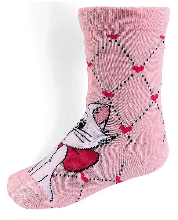 Cute Walk by Babyhug Knit Antibacterial Socks With Aristocats Marie Graphics Pack Of 3 - Pink