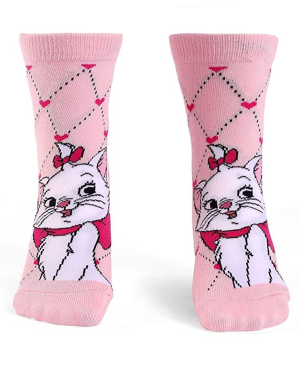 Cute Walk by Babyhug Knit Antibacterial Socks With Aristocats Marie Graphics Pack Of 3 - Pink