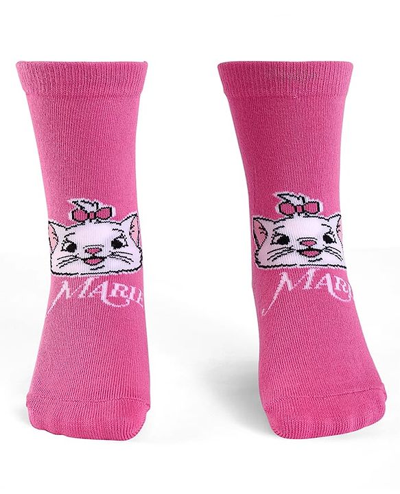 Cute Walk by Babyhug Knit Antibacterial Socks With Aristocats Marie Graphics Pack Of 3 - Pink