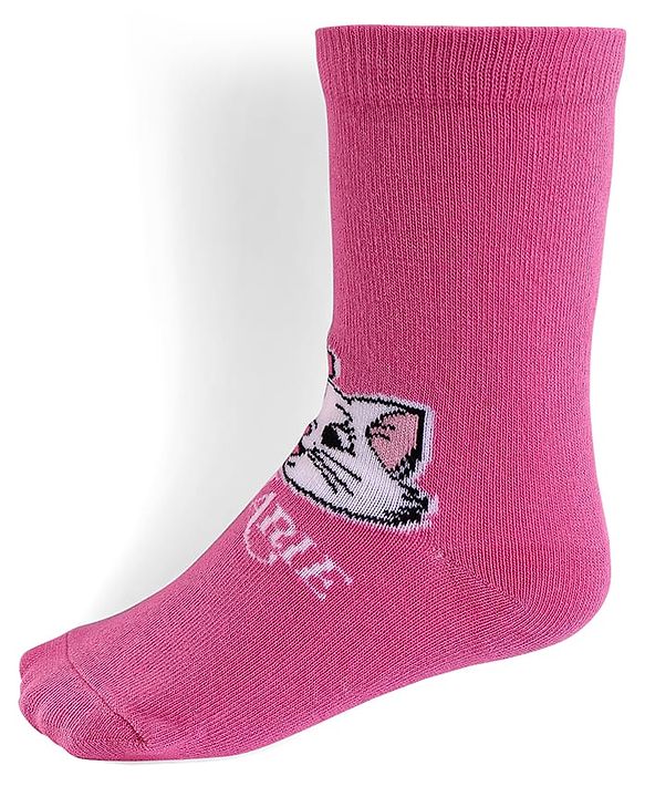 Cute Walk by Babyhug Knit Antibacterial Socks With Aristocats Marie Graphics Pack Of 3 - Pink