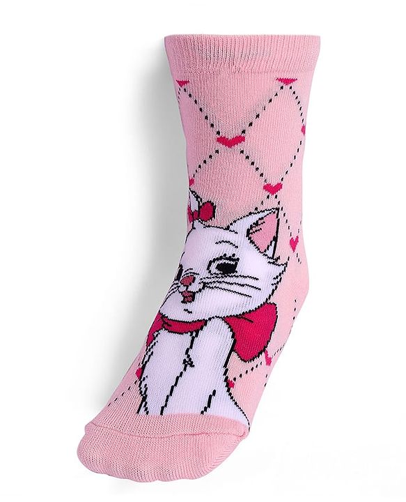 Cute Walk by Babyhug Knit Antibacterial Socks With Aristocats Marie Graphics Pack Of 3 - Pink