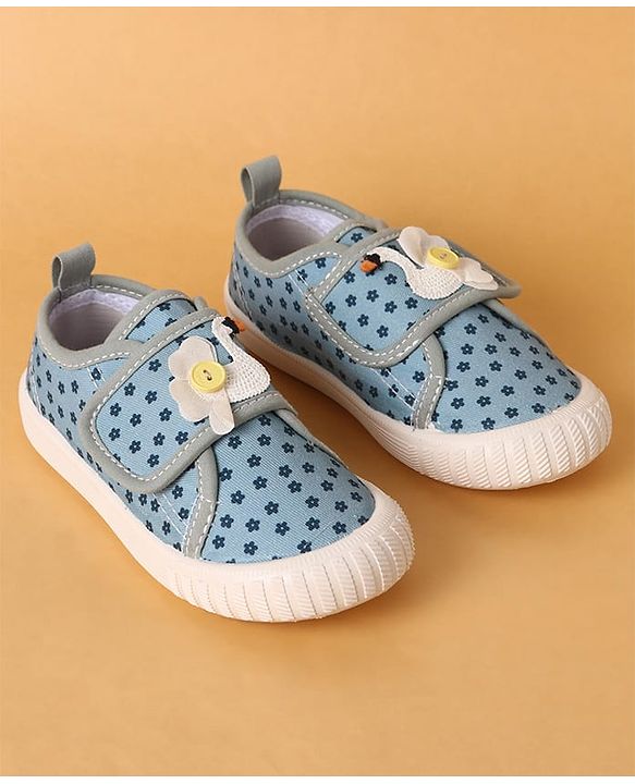 Cute Walk by Babyhug Velcro Closure Casual Shoes with Floral Print & Applique - Pink