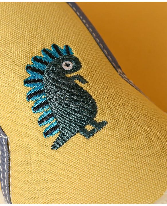 Cute Walk by Babyhug Velcro Closure Casual Shoes with Dino Embroidery - Yellow