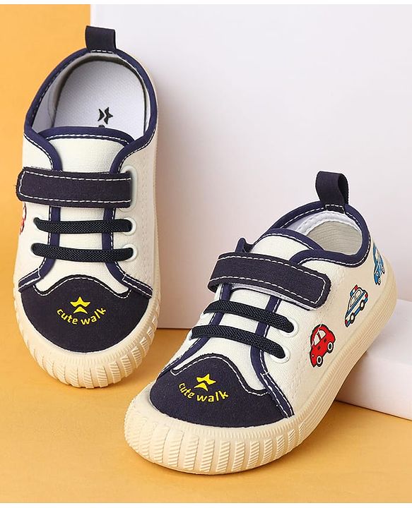 Cute Walk by Babyhug Velcro Closure Casual Shoes with Vehicle Design - Navy Blue