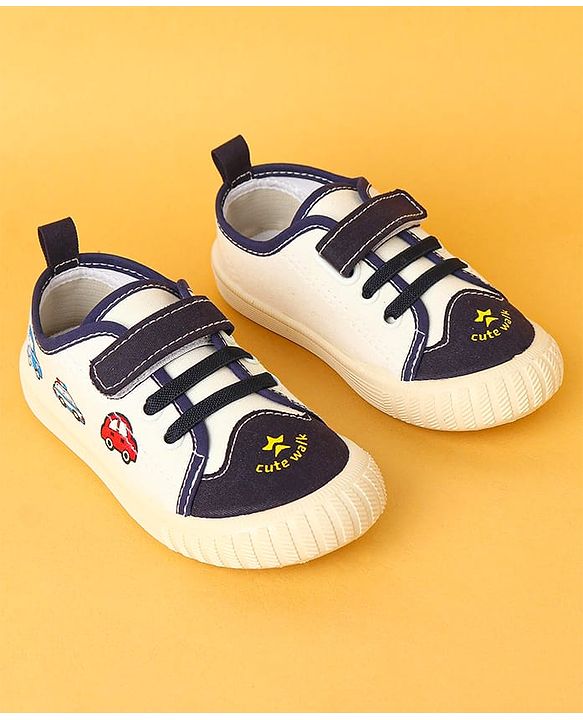 Cute Walk by Babyhug Velcro Closure Casual Shoes with Vehicle Design - Navy Blue
