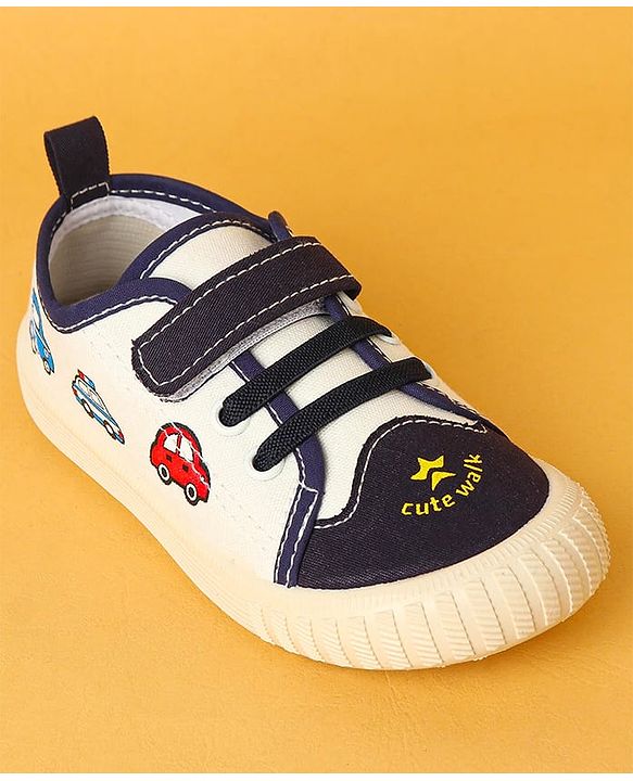 Cute Walk by Babyhug Velcro Closure Casual Shoes with Vehicle Design - Navy Blue