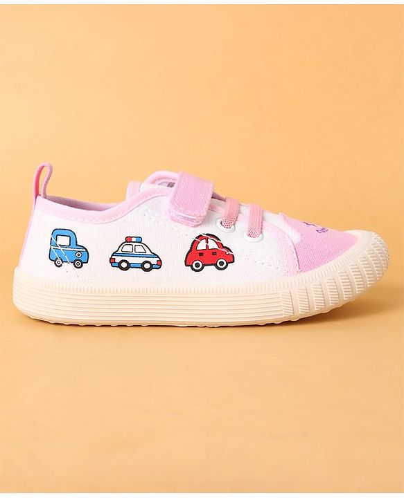 Cute Walk by Babyhug Velcro Closure Casual Shoes with Vehicle Design - Pink