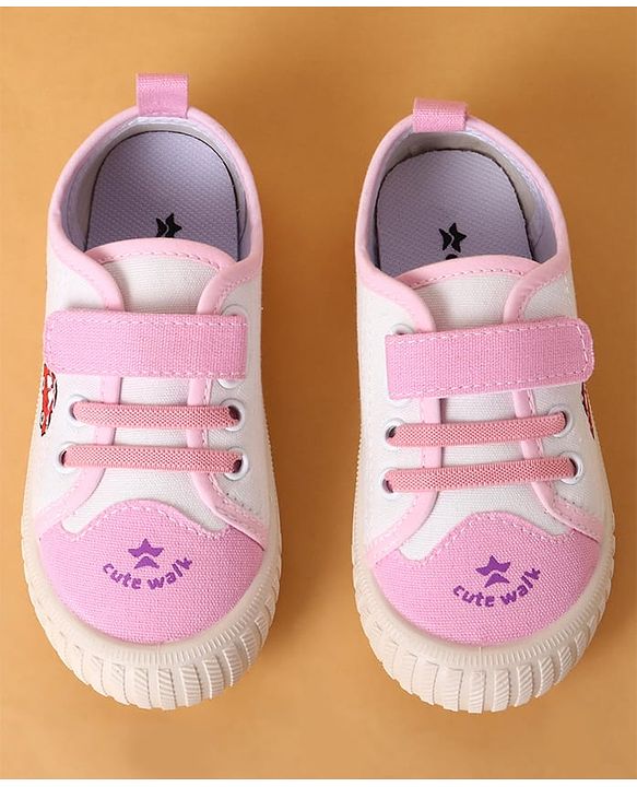 Cute Walk by Babyhug Velcro Closure Casual Shoes with Vehicle Design - Pink