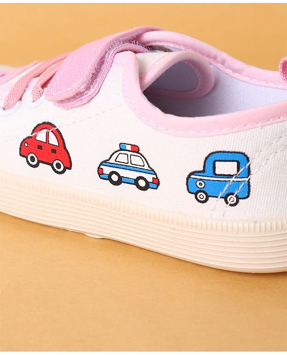 Cute Walk by Babyhug Velcro Closure Casual Shoes with Vehicle Design - Pink