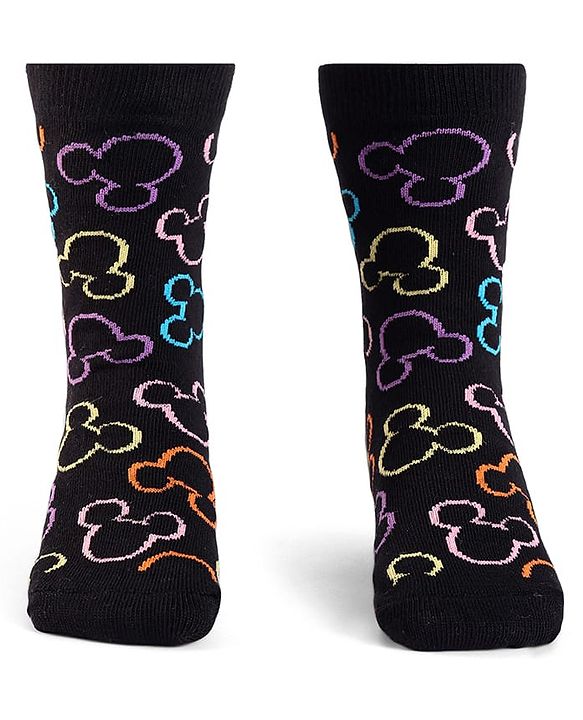 Cute Walk by Babyhug Knit Antibacterial Socks With Mickey Mouse Graphics Pack Of 3 - Blue Black & Yellow