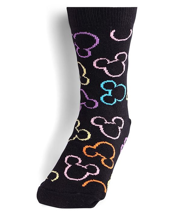 Cute Walk by Babyhug Knit Antibacterial Socks With Mickey Mouse Graphics Pack Of 3 - Blue Black & Yellow