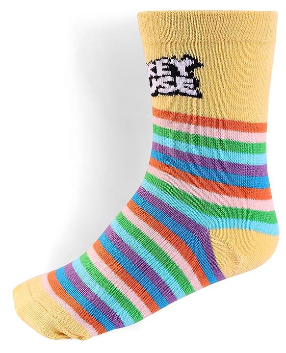 Cute Walk by Babyhug Knit Antibacterial Socks With Mickey Mouse Graphics Pack Of 3 - Blue Black & Yellow
