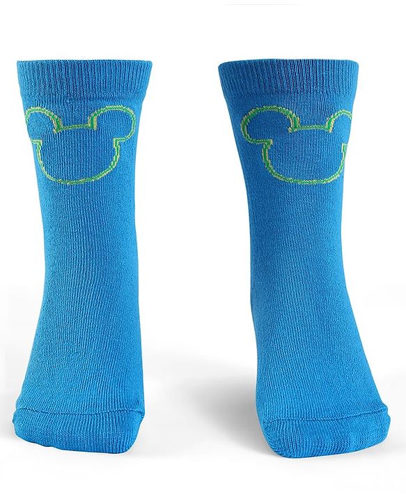 Cute Walk by Babyhug Knit Antibacterial Socks With Mickey Mouse Graphics Pack Of 3 - Blue Black & Yellow