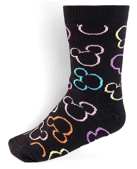 Cute Walk by Babyhug Knit Antibacterial Socks With Mickey Mouse Graphics Pack Of 3 - Blue Black & Yellow