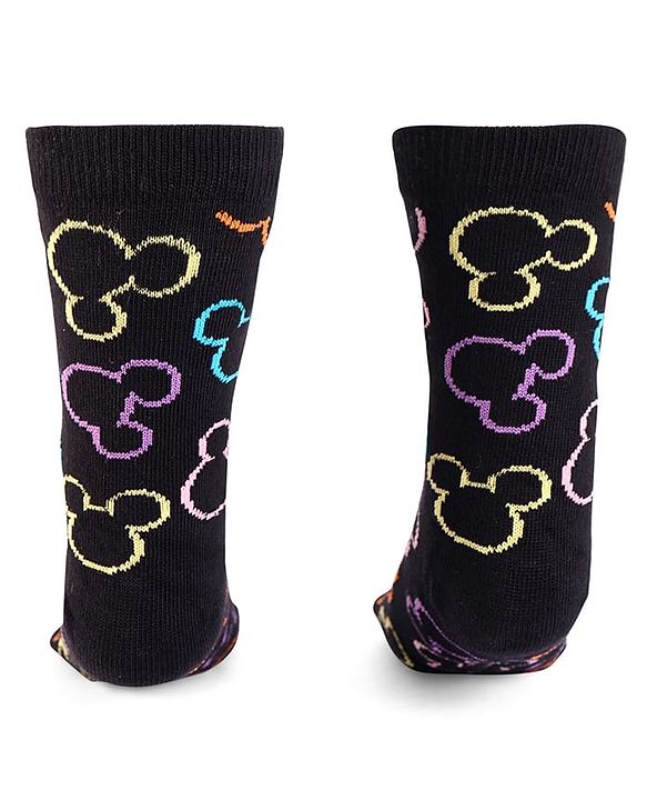 Cute Walk by Babyhug Knit Antibacterial Socks With Mickey Mouse Graphics Pack Of 3 - Blue Black & Yellow