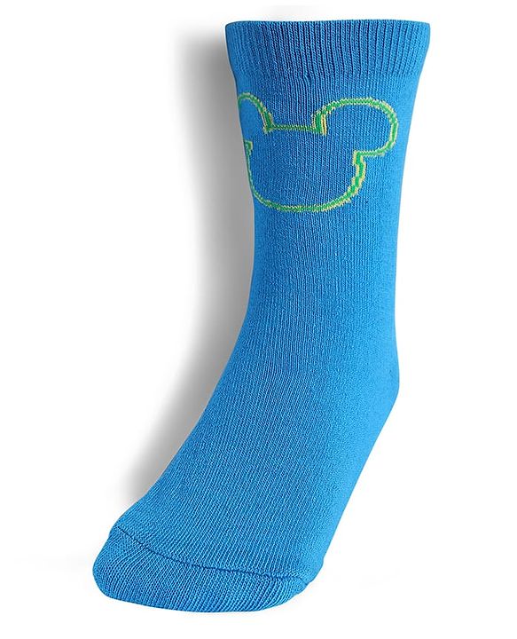 Cute Walk by Babyhug Knit Antibacterial Socks With Mickey Mouse Graphics Pack Of 3 - Blue Black & Yellow