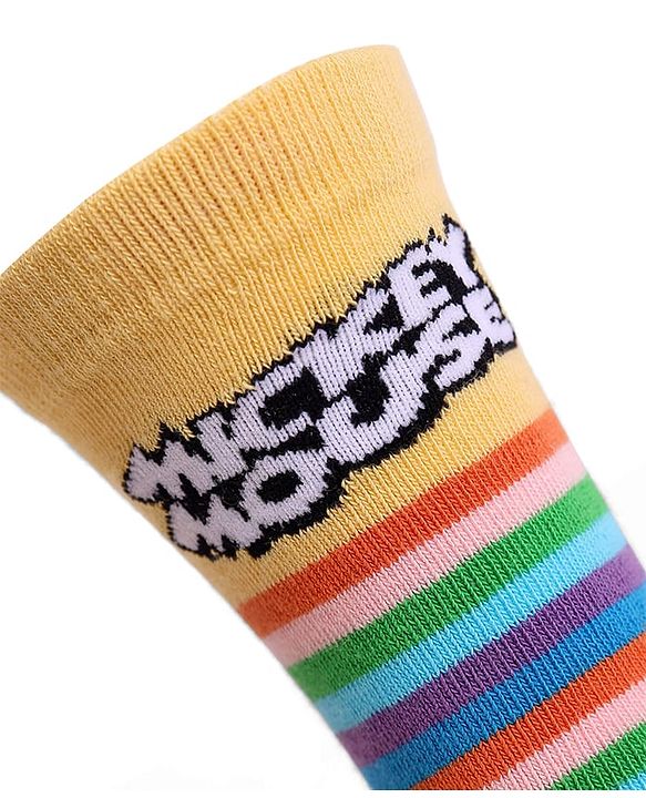 Cute Walk by Babyhug Knit Antibacterial Socks With Mickey Mouse Graphics Pack Of 3 - Blue Black & Yellow