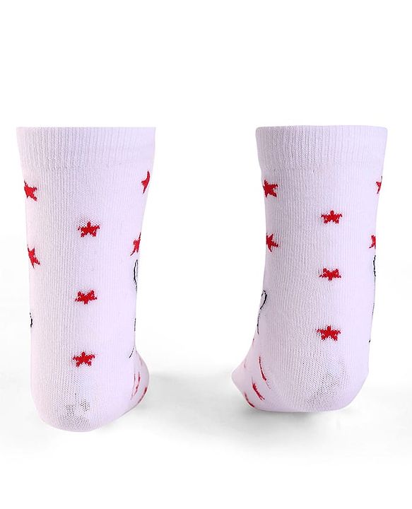 Cute Walk By Babyhug Knit Antibacterial Socks With Mickey Mouse Graphics Pack Of 3 - White & Yellow