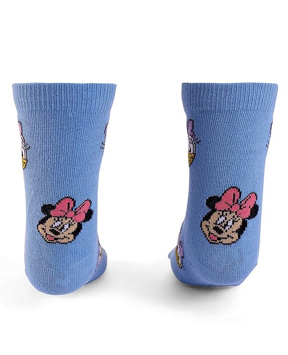 Cute Walk By Babyhug Knit Antibacterial Socks With Minnie Mouse Graphics Pack Of 3 - Yellow Pink & Blue